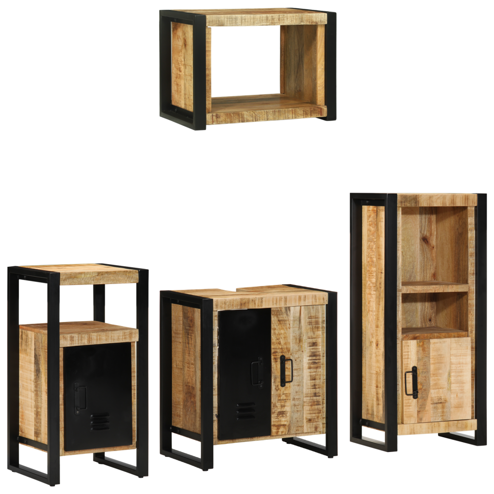vidaXL Badrumsmöbelset 4 st Brun och svart 55 x 35 x 60 cm
