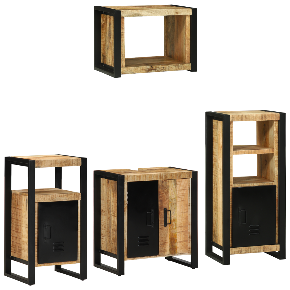 vidaXL Badrumsmöbelset 4 pcs Brun 55 x 35 x 60 cm Massivt mangoträ