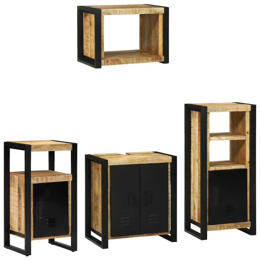 vidaXL Badrumsmöbelset 4 pcs Brun 55 x 35 x 60 cm Massivt mangoträ