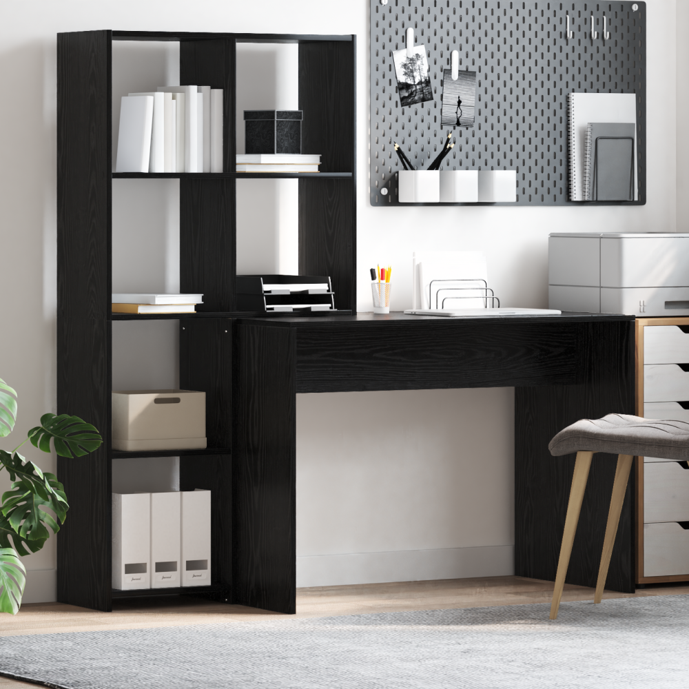 vidaXL Skrivbord Svart ek 138.5 x 55 x 143 cm Konstruerat trä