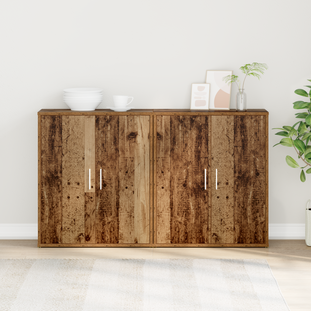 vidaXL Skåp med hylla 2 pcs Gammal trä 60 x 31 x 70 cm Konstruerat trä