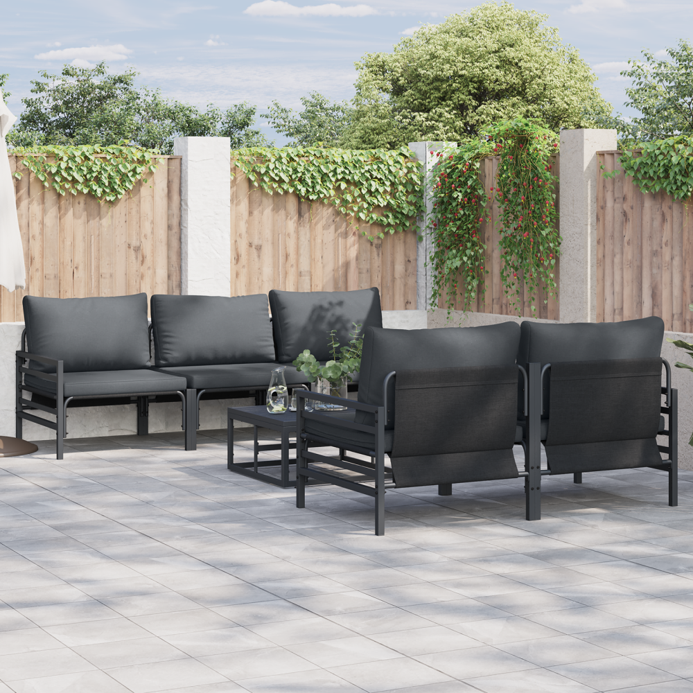 vidaXL Trädgårdsoffset 6 pcs Antracit 70 x 70.5 x 31.5 cm Stål & tyg
