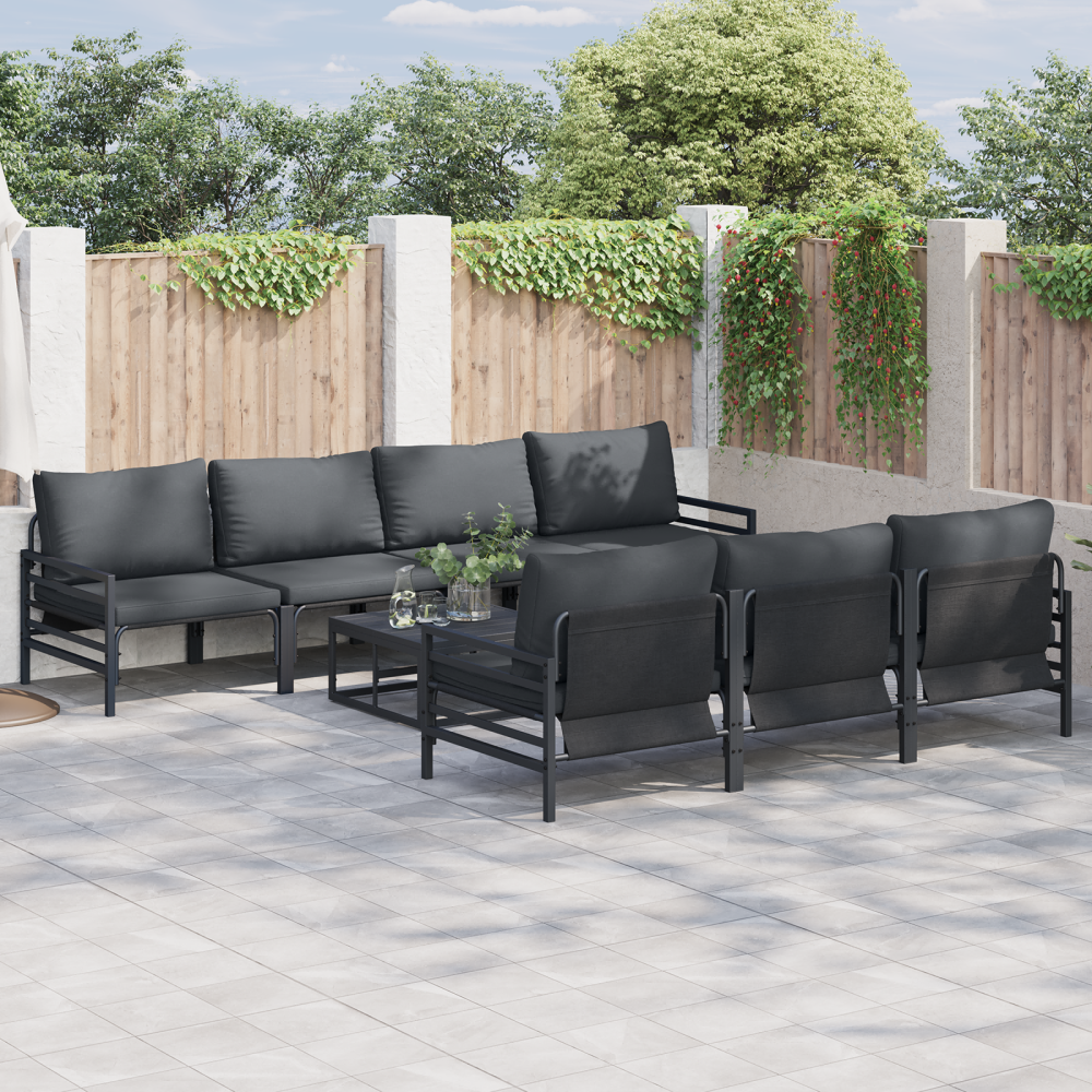 vidaXL Trädgårdsoffset 8 pcs Antracit 70 x 70,5 x 31,5 cm Stål & Tyg