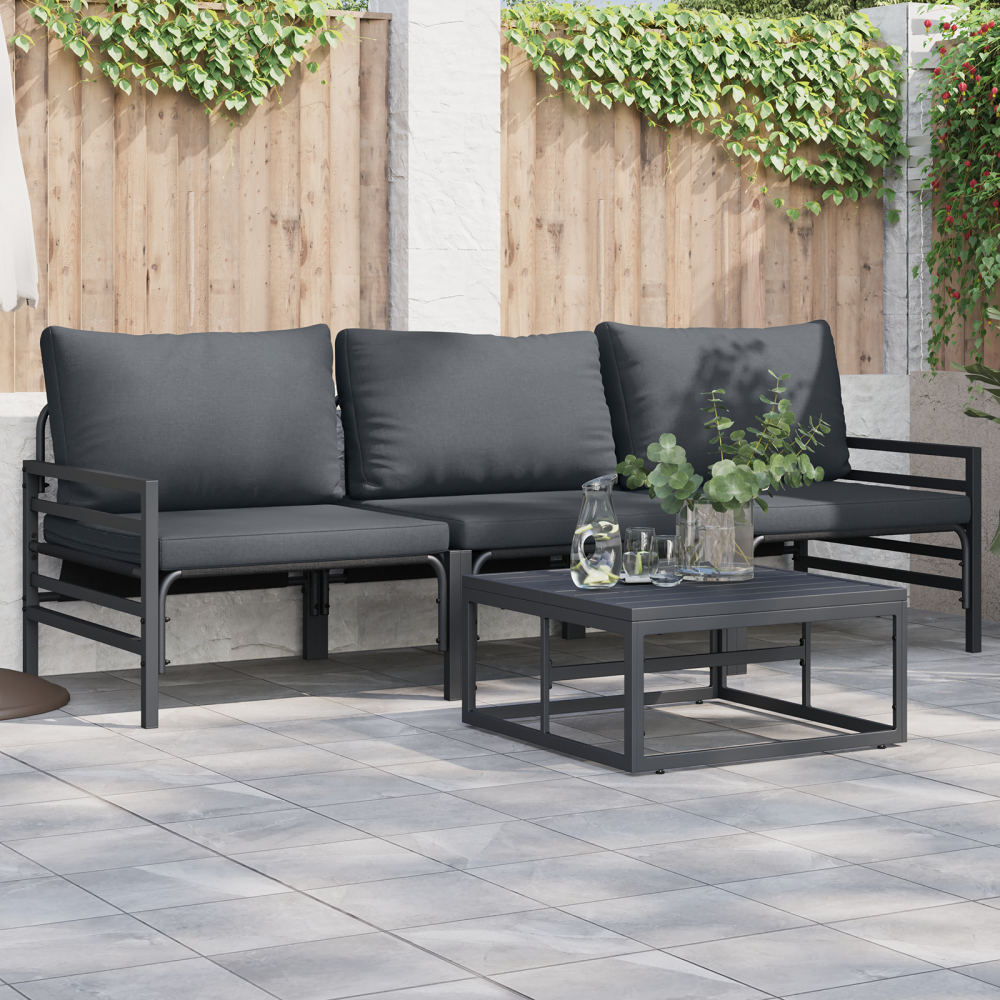 vidaXL Trädgårdsoffset 3 pcs Antracit Stål