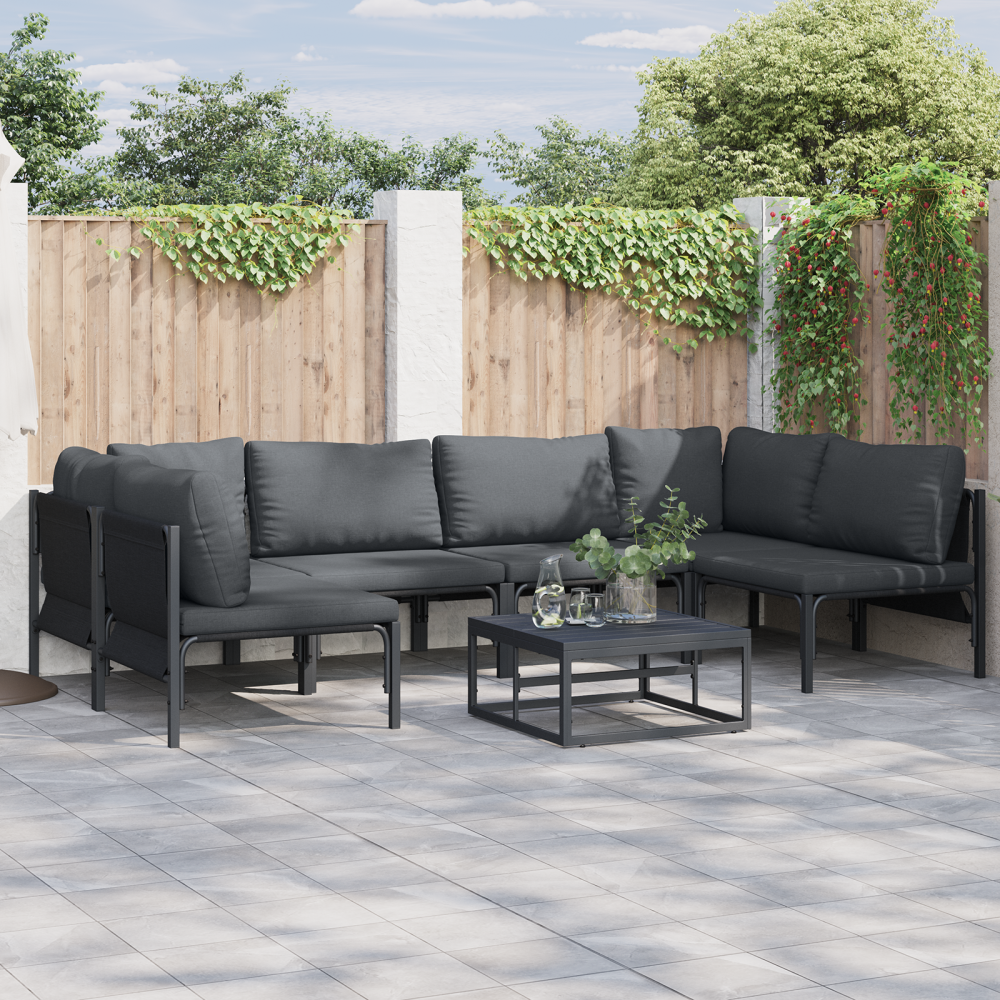vidaXL Trädgårdsoffset 6 pcs Antracit Stål