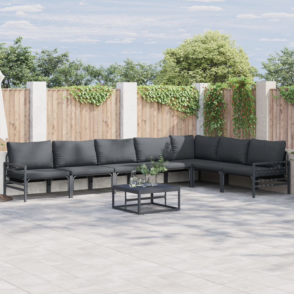 vidaXL Trädgårdsoffset 8 pcs Antracit Stål