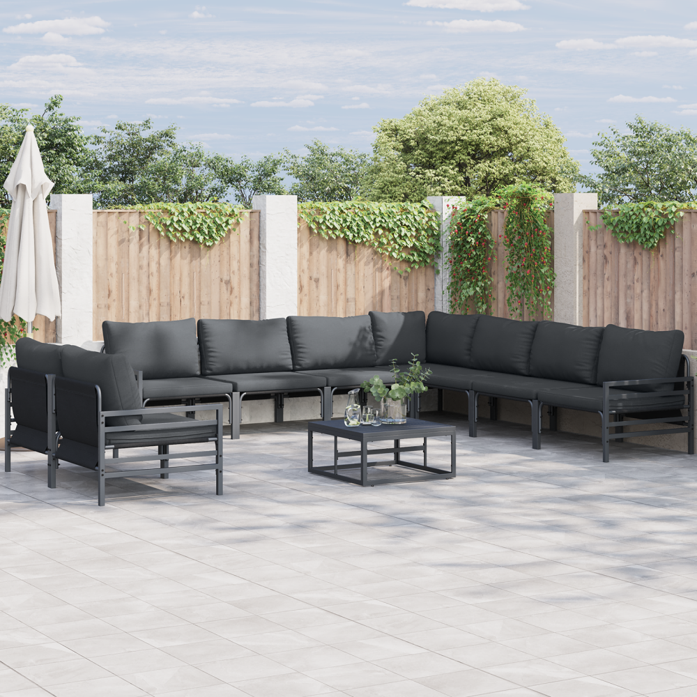 vidaXL Trädgårdsoffset 9 pcs Antracit Stål