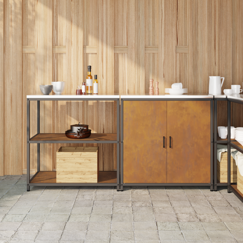 vidaXL Köksförvaringsset 2 pcs Rostig 150 x 50 x 92 cm cortenstål