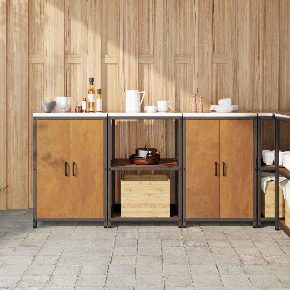 vidaXL Köksförvaringsset 3 pcs Rostig 180 x 50 x 92 cm cortenstål