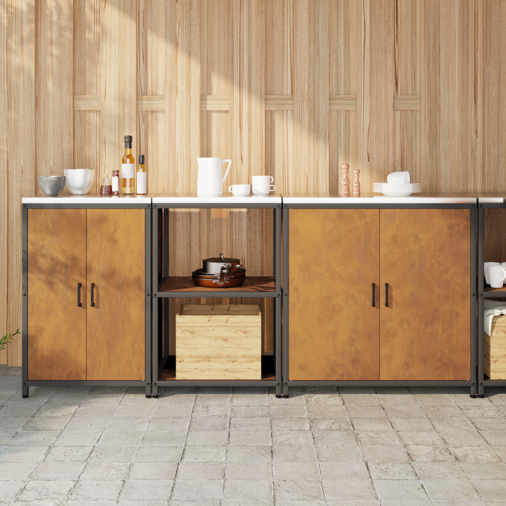 vidaXL Kökförvaringsset 3 pcs Rostig 210 x 50 x 92 cm cortenstål