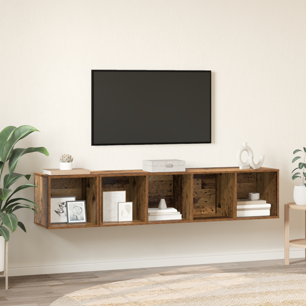 vidaXL TV-bänkset 2 pcs Gammalt trä 37 x 37 x 142.5 cm Konstruerat trä