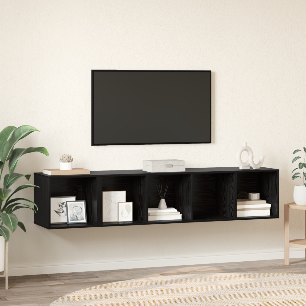 vidaXL TV-bänkset 2 pcs Svart ek 37 x 37 x 142.5 cm Konstruerat trä