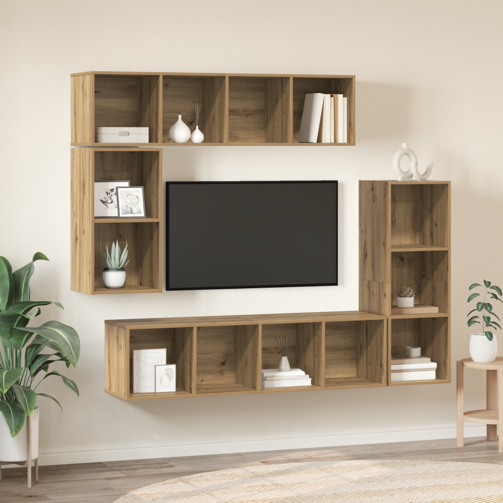 vidaXL TV-bänkset med lagring 4 pcs artisan ek Konstruerat trä