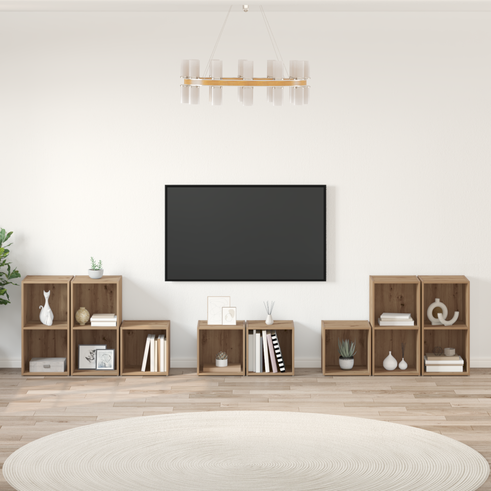 vidaXL TV-bänkset med hylla med lagring 8 pcs Artisan Ek Konstruerat trä