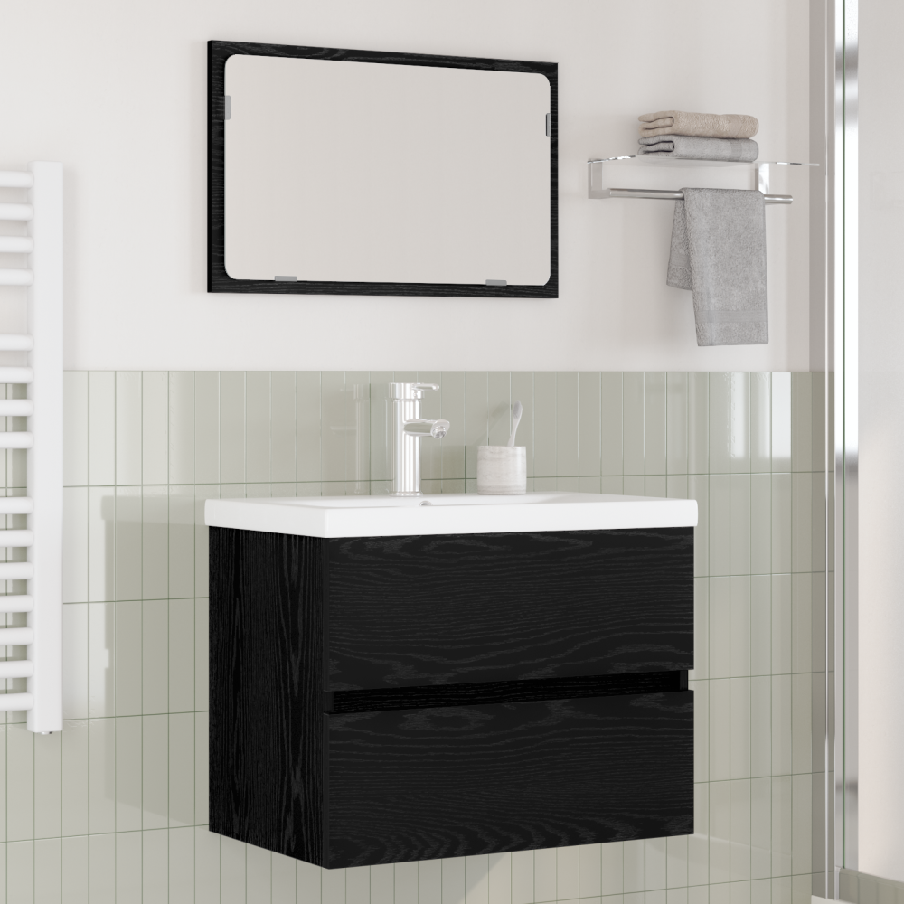 vidaXL Badrumsmöbelset med lagring med spegel 3 pcs artisan ek 60 x 38.5 x 45 cm