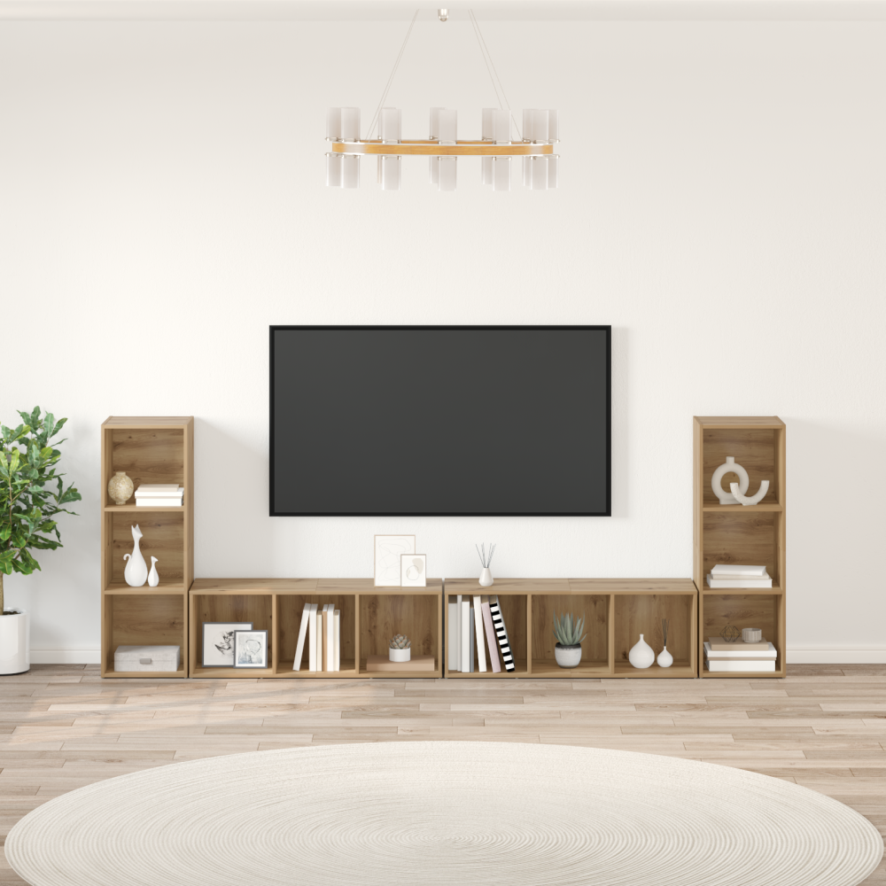 vidaXL TV-skåp 4 pcs Hantverks-ek 37 x 35 x 107.5 cm Ingenjörsträ