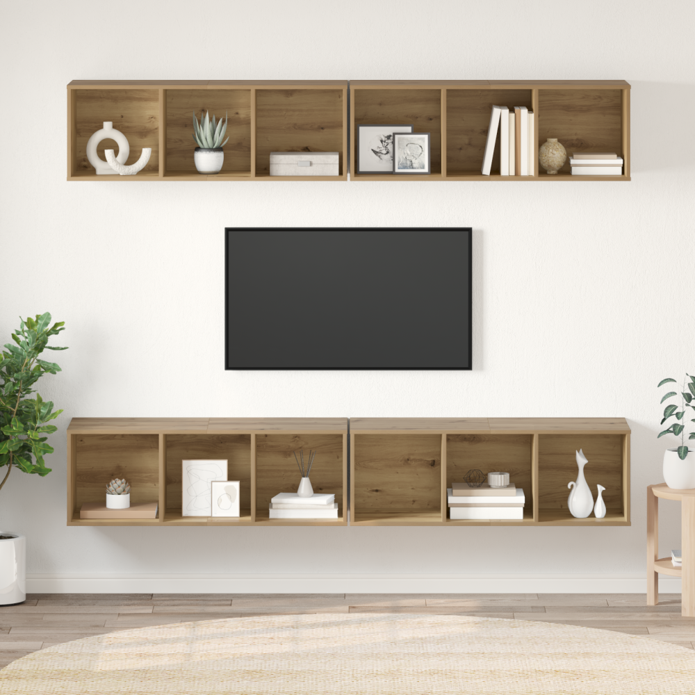 vidaXL Vägg TV Skåp 4 pcs artisan ek 37 x 37 x 107.5 cm Träkomposit