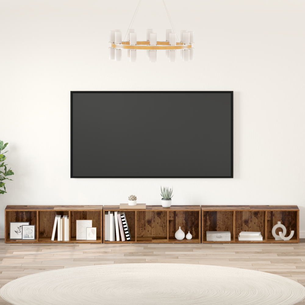 vidaXL TV-skåp 3 pcs Gammalt trä 37 x 35 x 107.5 cm Träkomposit