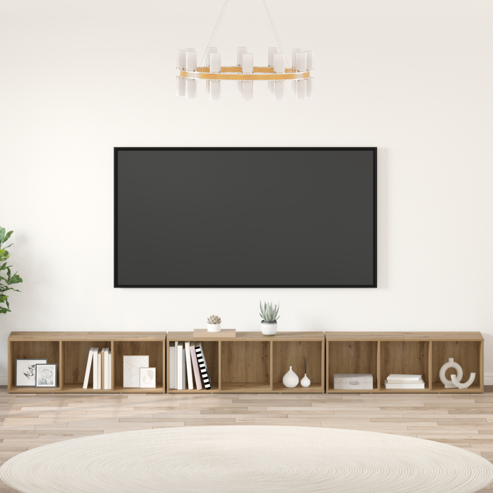 vidaXL TV-skåp 3 pcs artisan ek 37 x 35 x 107.5 cm Träkomposit
