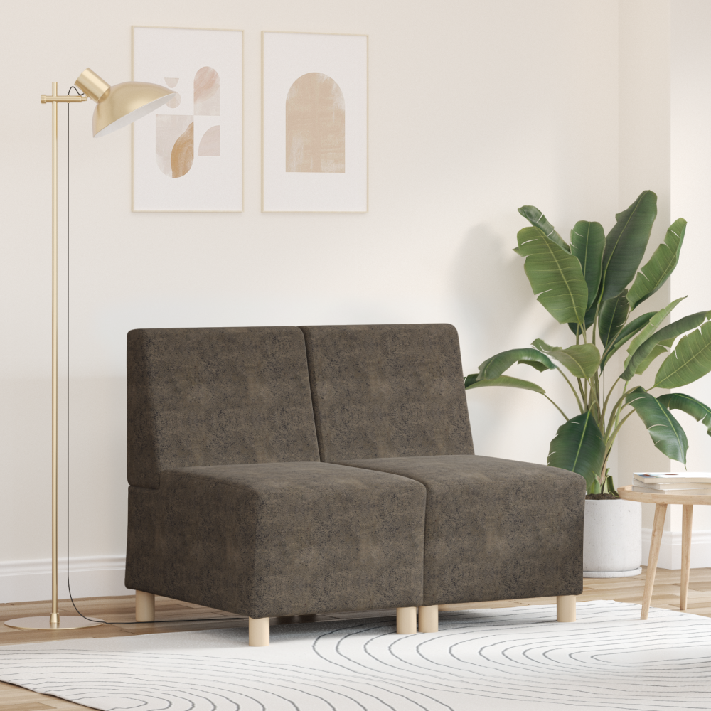 vidaXL Soffstol med kudde 2 pcs Mörkgrå 55 cm Faux mockaläder