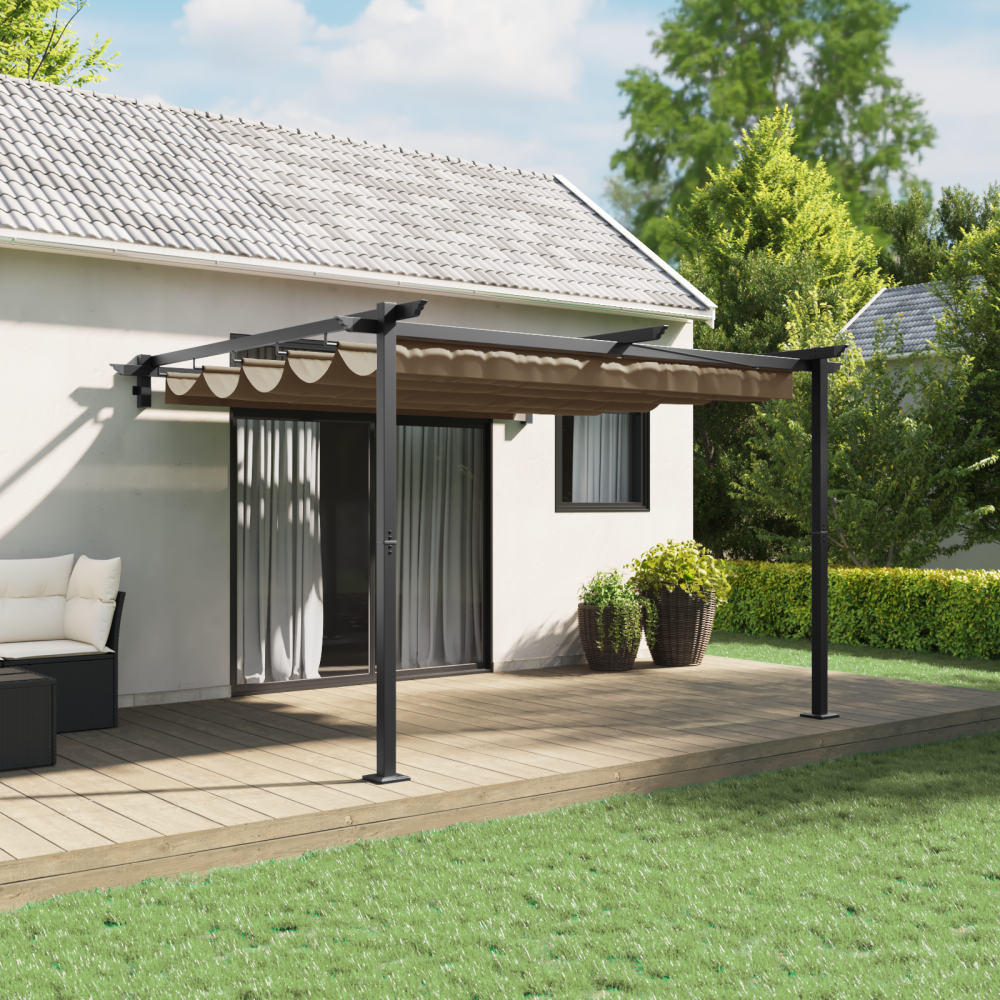 vidaXL Väggmonterad Gazebo Taupe 3 x 3 m Stål