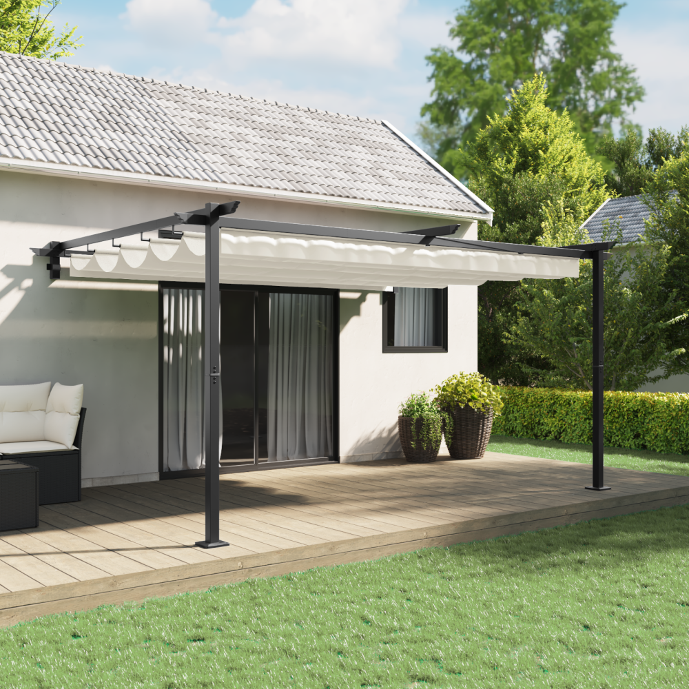 vidaXL Väggmonterad Gazebo Kräm 3 x 4 m Stål