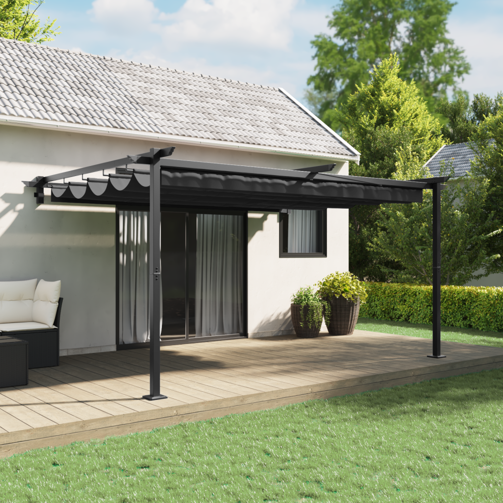 vidaXL Väggmonterad Gazebo Antracit 3 x 4 m Stål