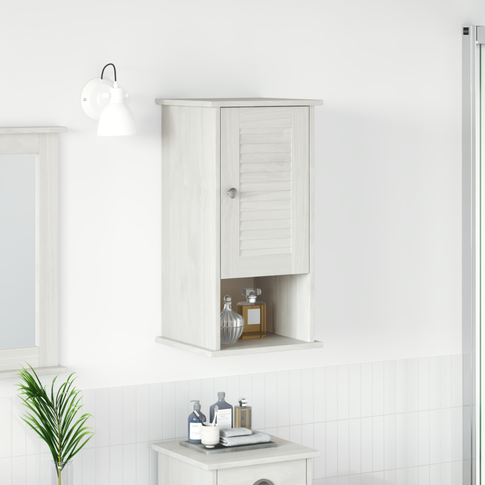 vidaXL Väggmonterat Badrumsskåp Vit 37 x 34 x 71.5 cm Massiv furu