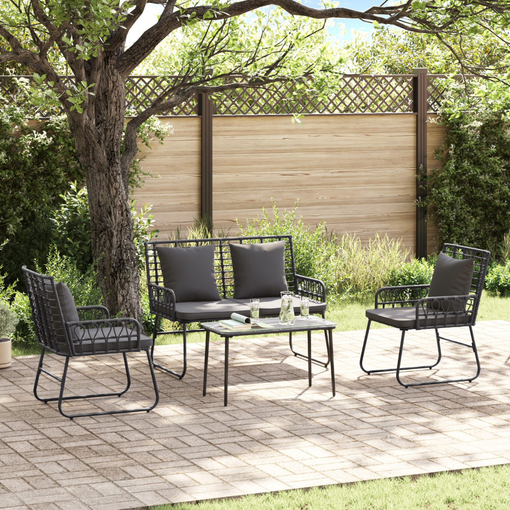vidaXL Trädgårdsmöbelset 3 pcs Svart, Antracit 113 x 69 x 83 cm