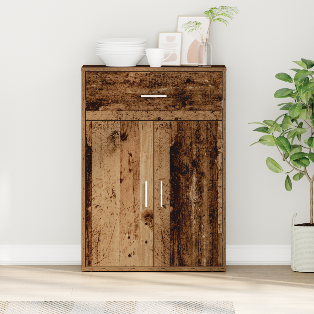 vidaXL Sideboard med låda Gammalt trä 60 x 30 x 84 cm Konstruerat trä