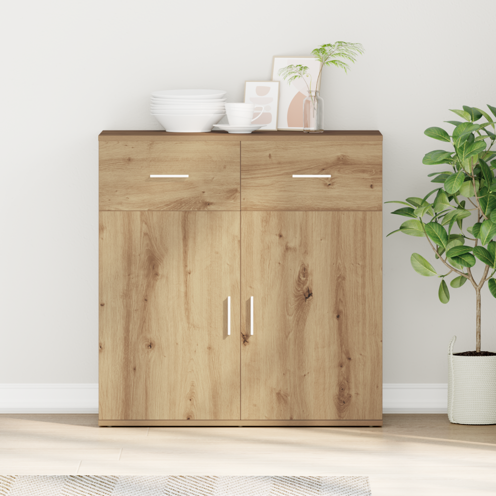 vidaXL Sideboard med låda med hylla artisan ek 79 x 38 x 80 cm Konstruerat trä