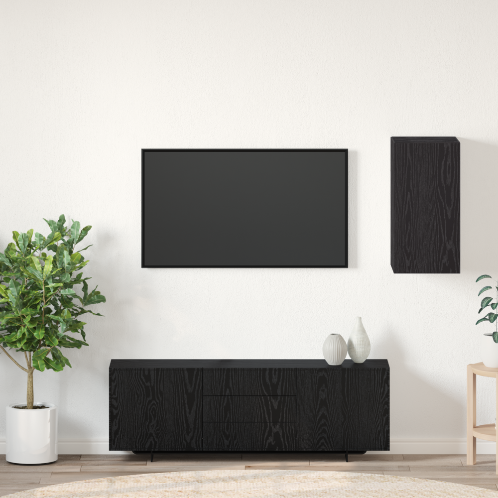 vidaXL TV-enhet med hylla Övrigt med lagring med dörr Svart ek Konstruerat trä