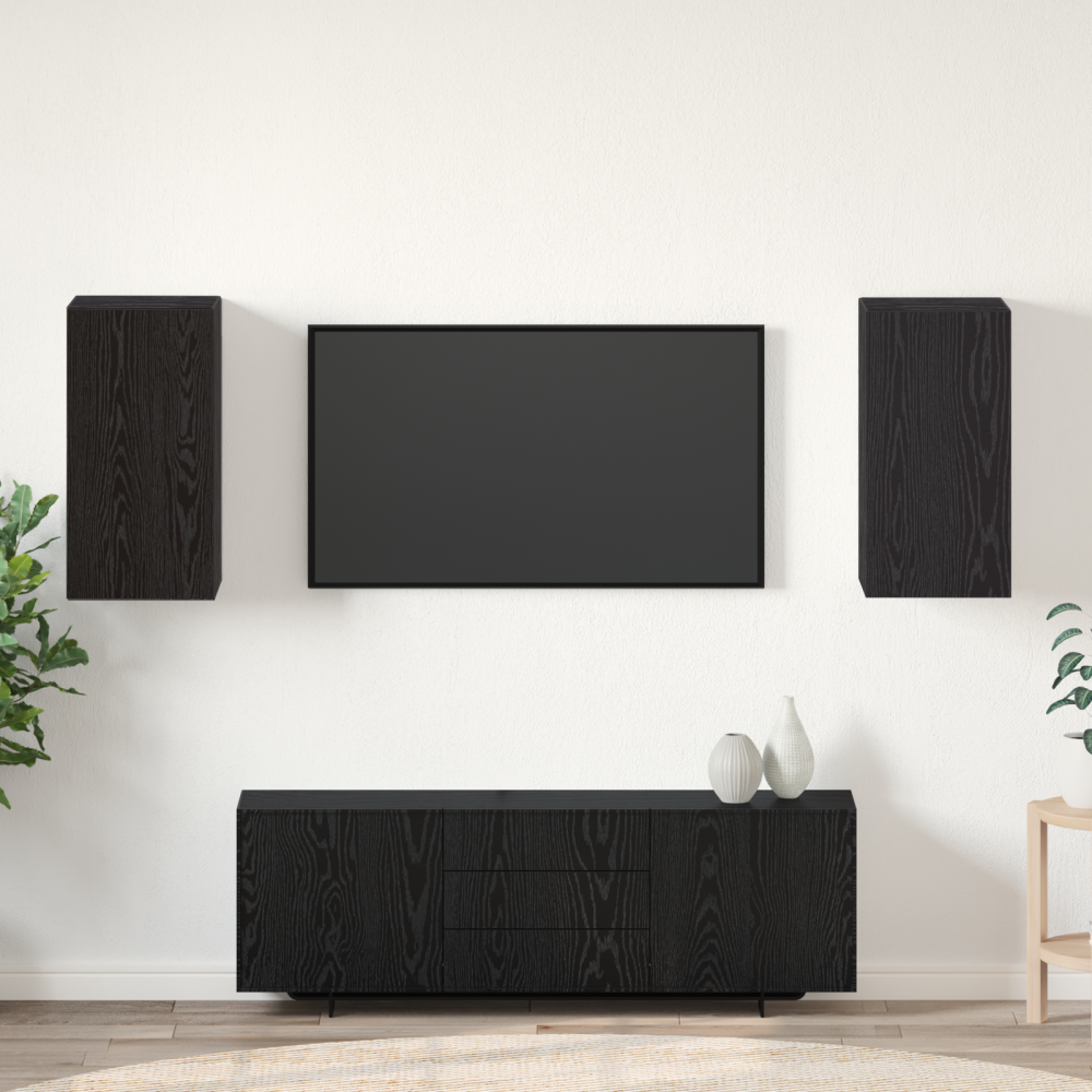 vidaXL TV-enhet med hylla Övrigt med lagring med dörr 2 pcs Svart ek Konstruerat trä