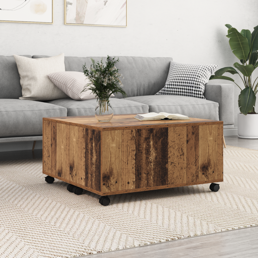 vidaXL Kaffeebord Gammal trä 75 x 75 x 38 cm Konstruerat trä