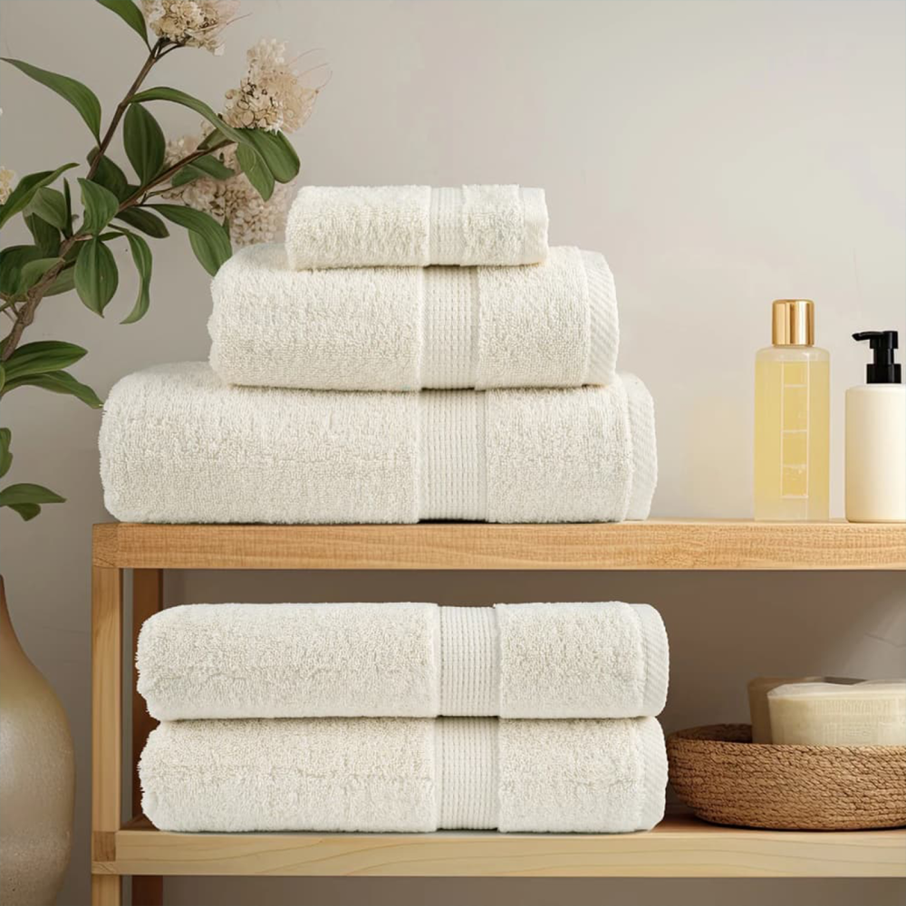 vidaXL Tvättlappar 4 pcs Gräddvit 15 x 21 cm Bomull