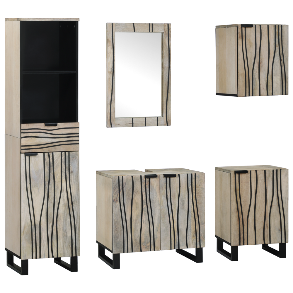 vidaXL Badrumsmöbelset med låda 5 pcs Valnötsbrun 38 x 33 x 160 cm