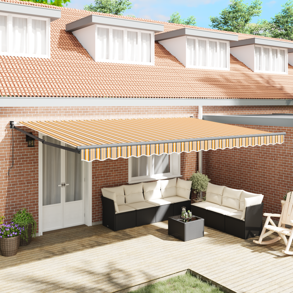vidaXL Utfällbar markis flerfärgad 500x300 cm Tyg