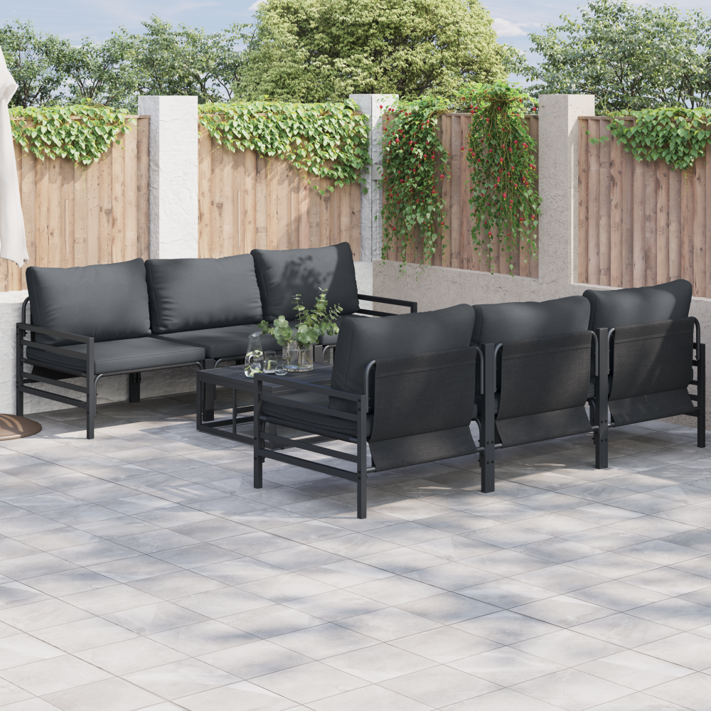 vidaXL Trädgårdsoffset 7 pcs Antracit 70 x 70.5 x 31.5 cm Stål & Tyg