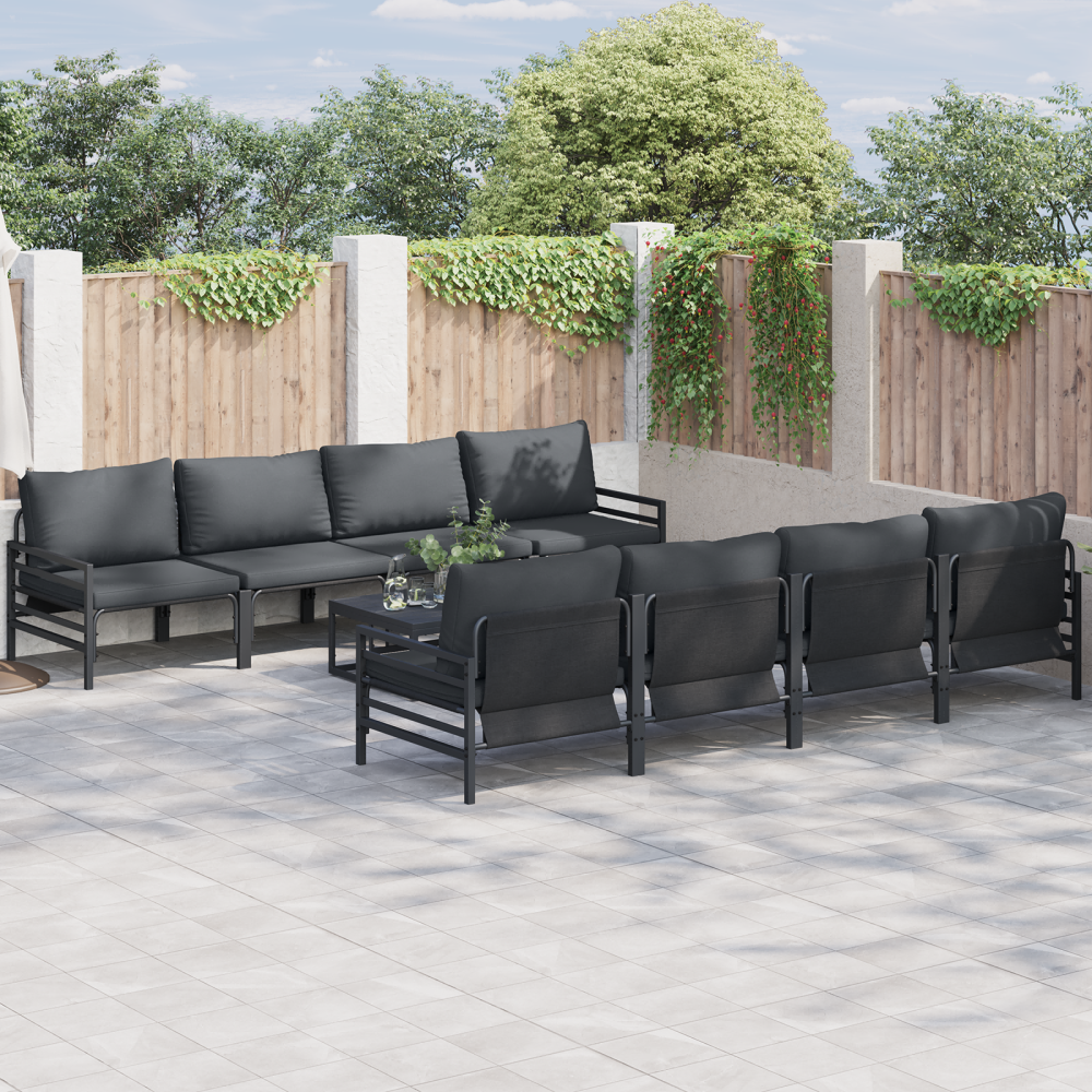 vidaXL Trädgårdsoffset 9 pcs Antracit 70 x 70.5 x 31.5 cm Stål & tyg