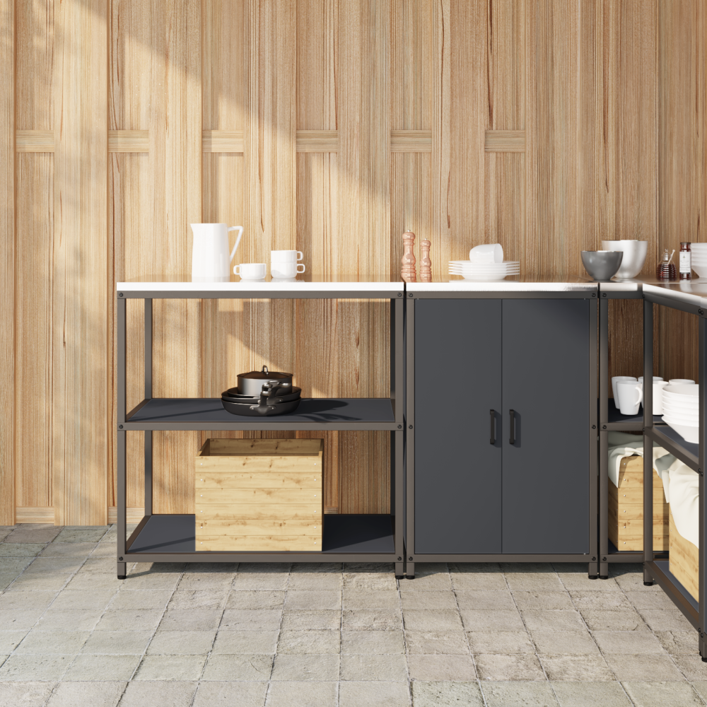 vidaXL Köksförvaringsset med hylla 2 pcs Antracit 150 x 50 x 92 cm