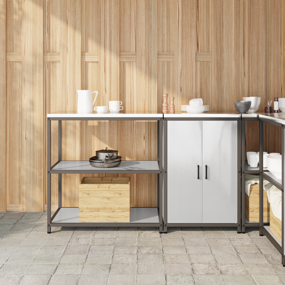 vidaXL Köksförvaringsset 2 pcs Silver 150 x 50 x 92 cm Rostfritt stål