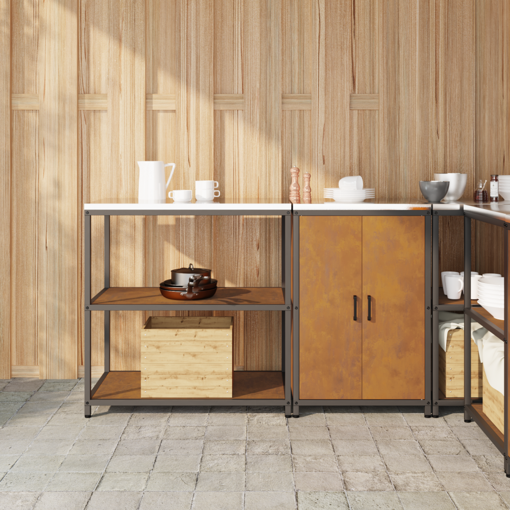 vidaXL Köksförvaringsset 2 pcs Rostig 150 x 50 x 92 cm cortenstål