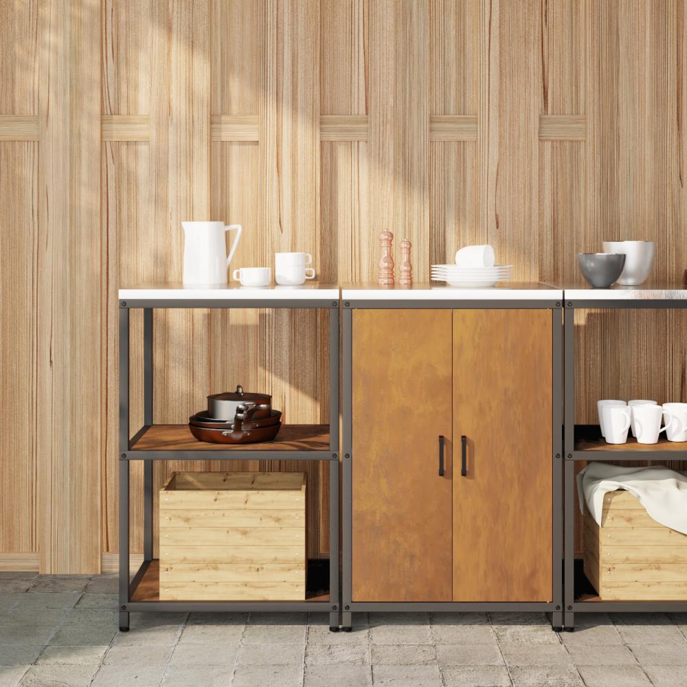 vidaXL Köksförvaringsset 2 pcs Rostig 120 x 50 x 92 cm cortenstål