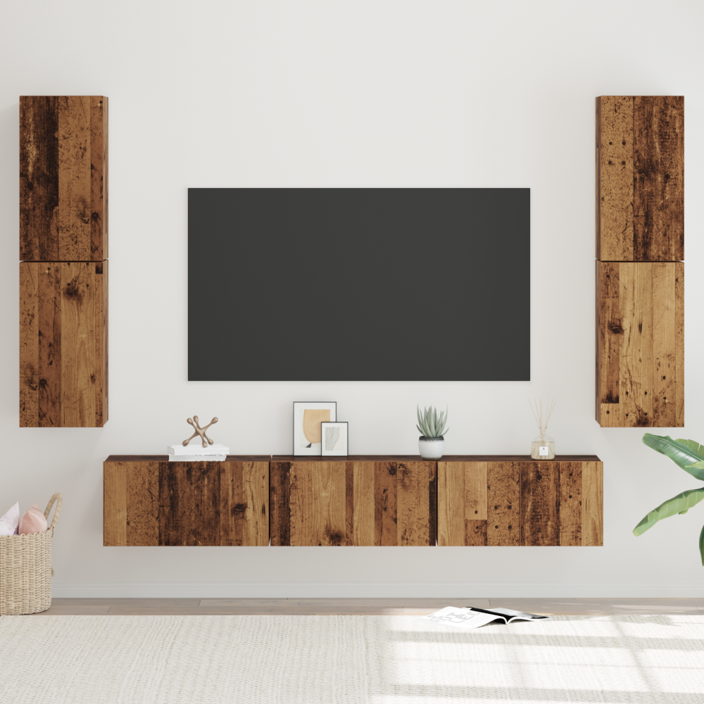 vidaXL TV-bänkset 7 pcs Gammal trä 80 x 30 x 30.5 cm Konstruerat trä
