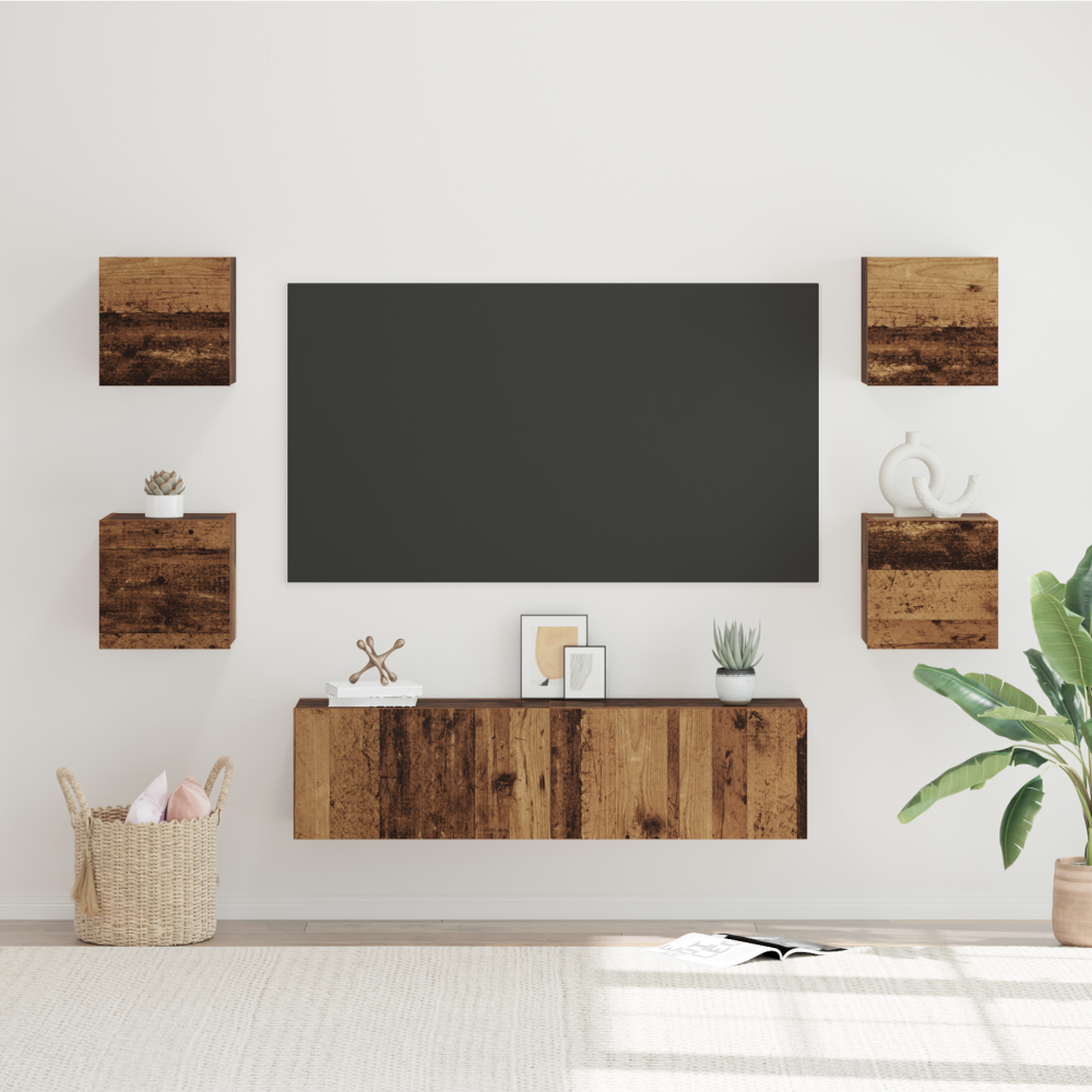vidaXL TV-bänkset Övrigt med lagring med dörr 6 pcs Gammal trä Medium 120 x 30 x 30 cm