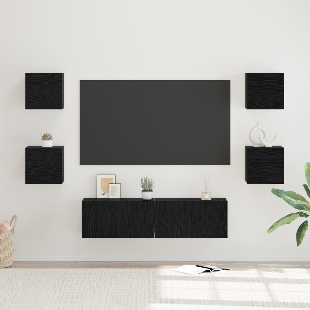 vidaXL TV-bänkset Övrigt med lagring med dörr 6 pcs Svart ek Medium 120 x 30 x 30 cm
