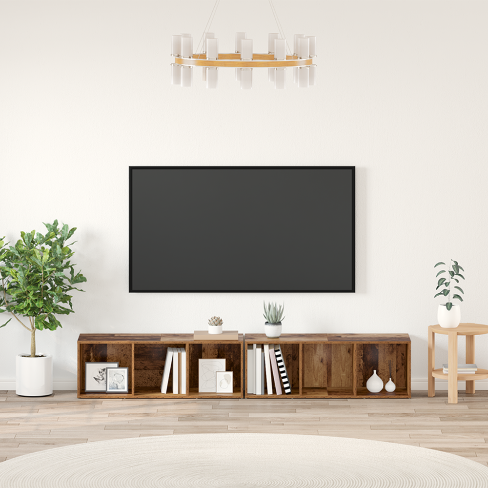 vidaXL TV-bänkset 2 pcs Gammalt trä 37 x 35 x 107 cm Konstruerat trä
