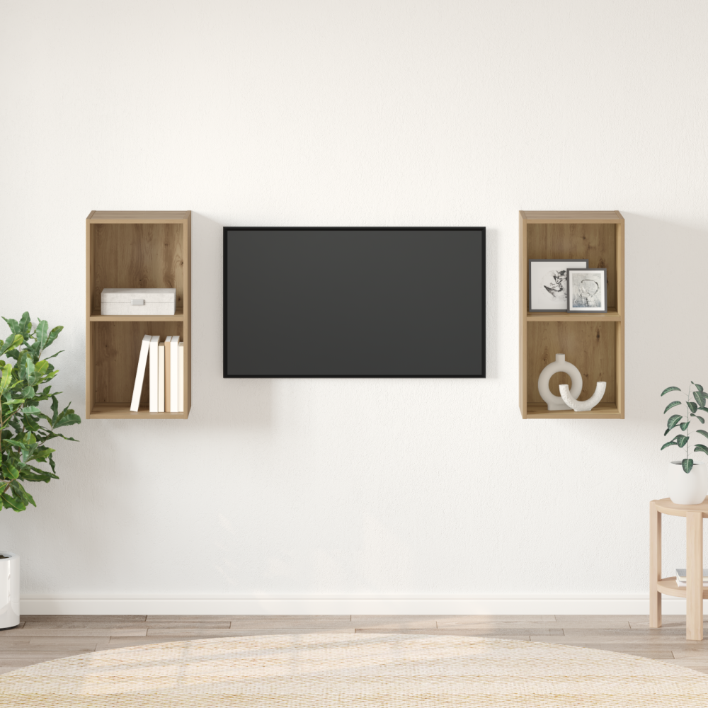 vidaXL Vägg TV Skåp 2 pcs Hantverks-ek 37 x 37 x 72 cm Konstruerat trä