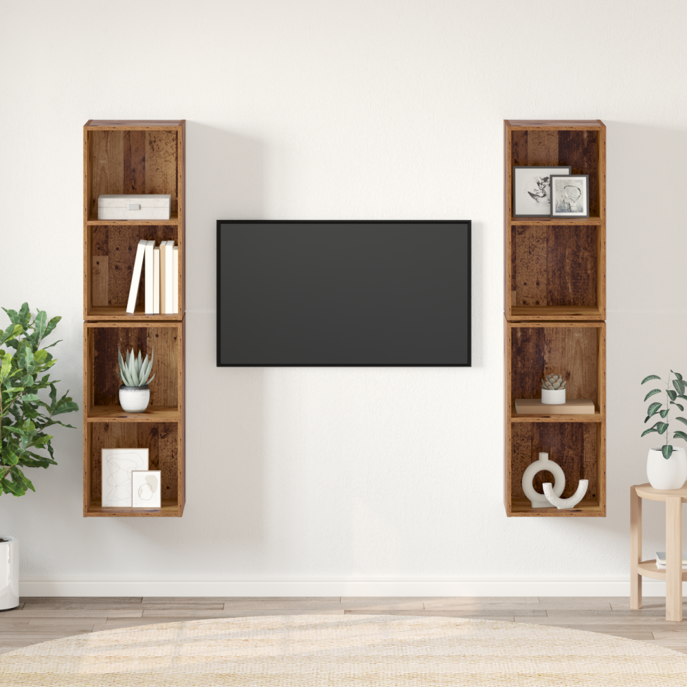vidaXL Vägg TV Skåp 4 pcs Gammal trä 37 x 37 x 72 cm Konstruerat trä