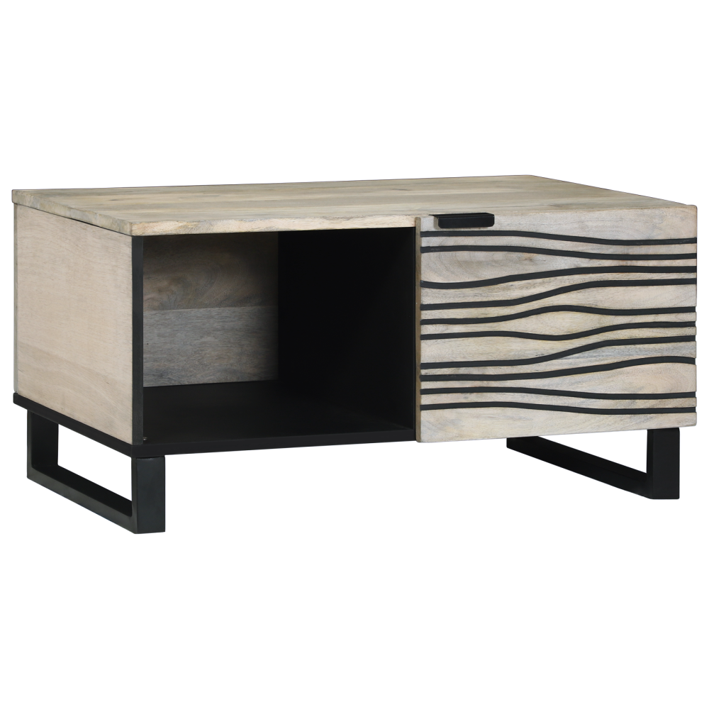 vidaXL Kaffeebord Vit, Svart 80 x 50 x 40 cm Massivt mangoträ